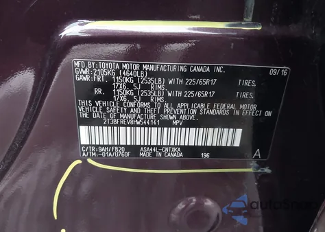 2017 Toyota Rav4 Le z USA, uszkodzony, nr VIN 2T3BFREV8HW544141